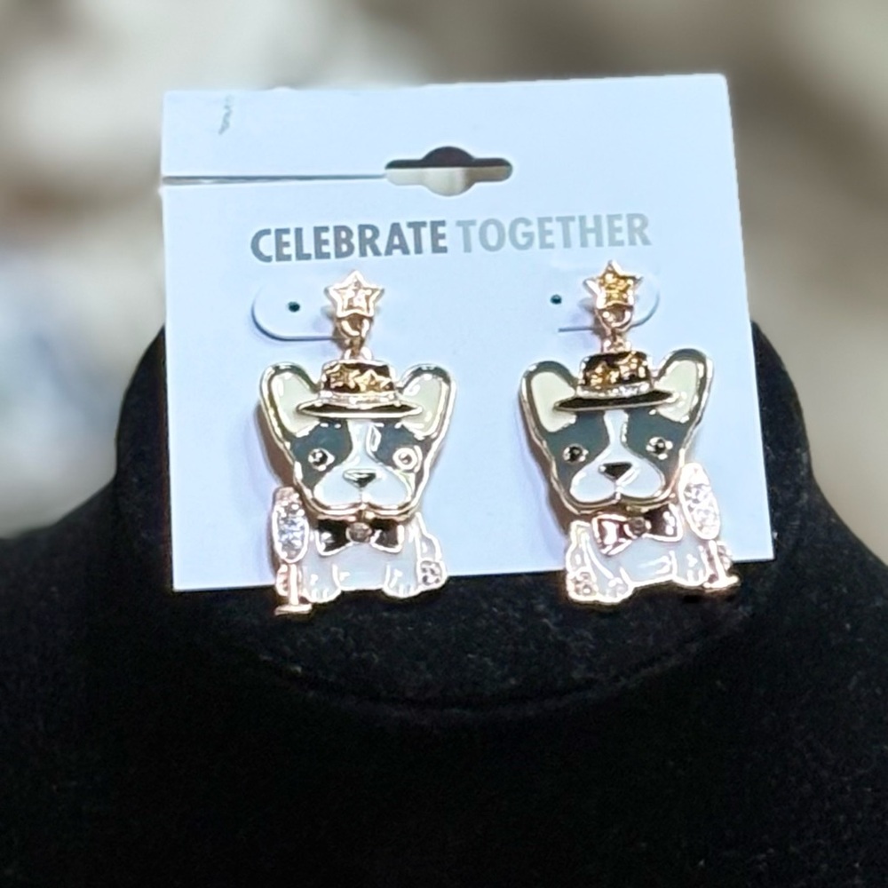 Dog Earrings - Gold and Black